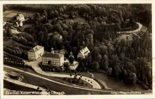 Ak Thermalbad Wiesenbad Erzgebirge, Fliegeraufnahme