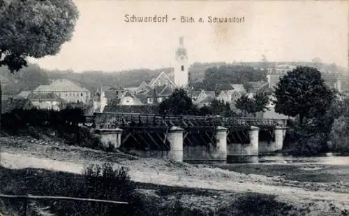 Ak Schwandorf im Oberpfälzer Wald Bayern, Teilansicht, Brücke