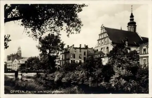 Ak Opole Oppeln Schlesien, Partie am Mühlgraben, Gebäude