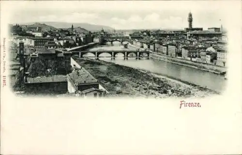 Ak Firenze Florenz Toscana, Panorama, Brücke