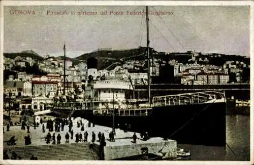 Ak Genova Genua Liguria, Piroscafo in partenza dal Ponte Federico Guglielmo