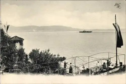 Ak Italien, Blick von der Terrasse, Dampfer in der Ferne