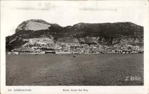 Ak Gibraltar, Felsen aus der Bucht gesehen