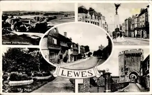 Ak Lewes East Sussex England, Kriegsdenkmal, Gleve's House, Barbican