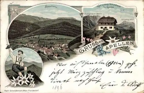 Litho Kapellen Neuberg an der Mürz Steiermark, Karl Ludwighaus auf der Rax, Gesamtansicht