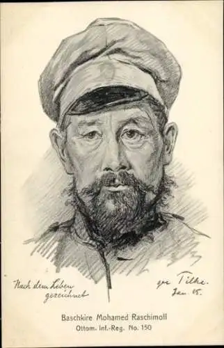 Künstler Ak Baschkire Mohamed Raschimoff, Ottom. Inf. Reg 150, Portrait