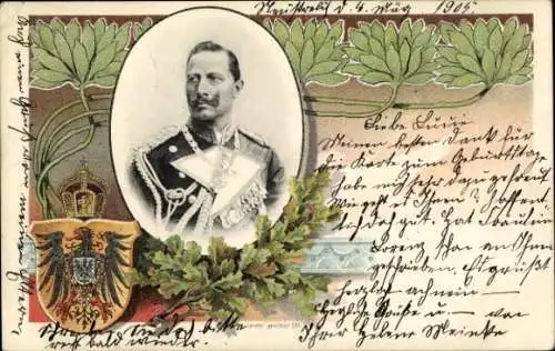 Wappen Passepartout Ak Kaiser Wilhelm II., Portrait