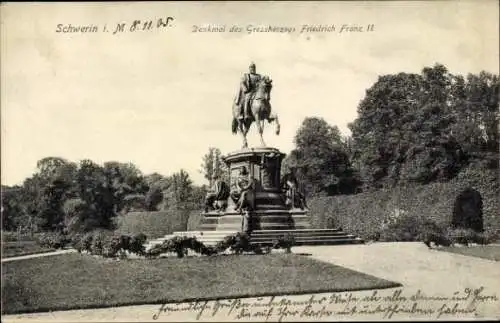 Ak Schwerin in Mecklenburg, Denkmal Großherzog Friedrich Franz II