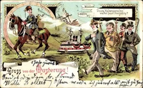 Litho Gruß von der Musterung, Reitende Gebirgsmarine