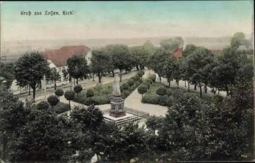 Ak Zossen in Brandenburg, Am Kietz, Denkmal