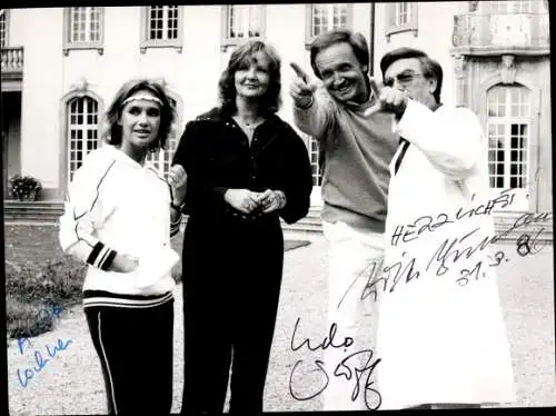 Ak Schauspieler Erik Schuman, Anita Lochner, Karin Heym,Udo Vioff, Autogramm, Filmszene