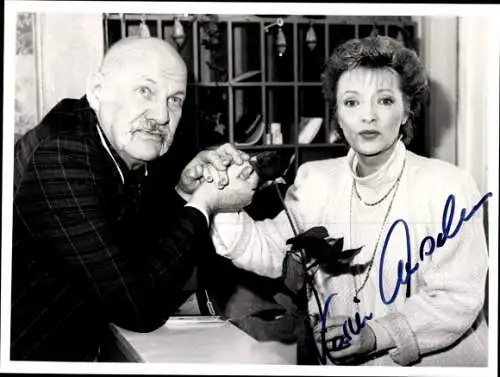 Ak Schauspielerin Karin Anselm, Portrait, Autogramm, Blume