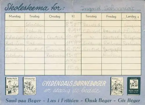 Stundenplan Skole Skema, Buchhandel Poul Hertz, Fußball