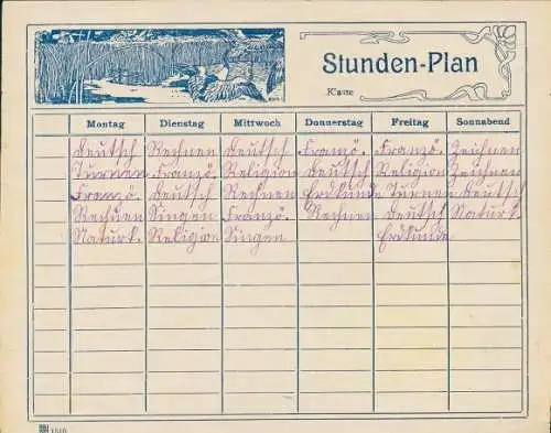 Stundenplan Jungendstilzeit um 1900, Landschaft