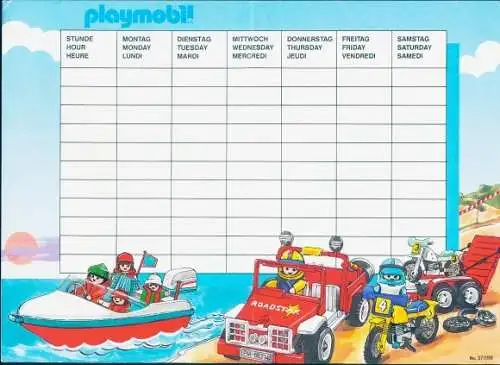 Stundenplan Playmobil 80-er Jahre Western Longhorn-Rinder, Banditenüberfall, Motorboot, Jeep