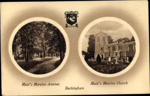 Passepartout Ak Buckingham South East, Maids Moreton Avenue, Maids Moreton Church