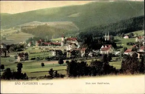 Ak Świeradów Zdrój Bad Flinsberg Schlesien, Gesamtansicht, Waldfrieden
