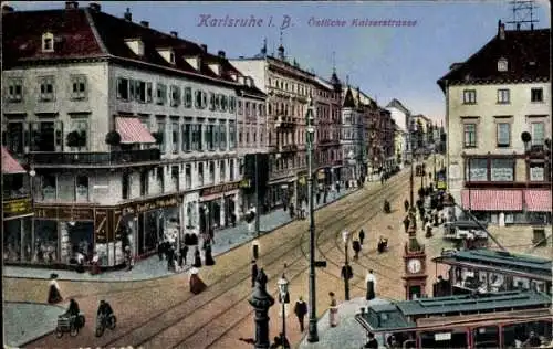 Ak Karlsruhe in Baden, östliche Kaiserstraße