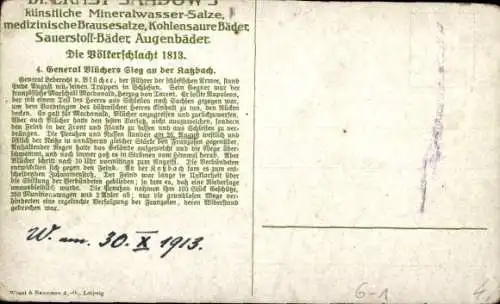 Künstler Ak Die Völkerschlacht 1813, General Blüchers Sieg an der Katzbach