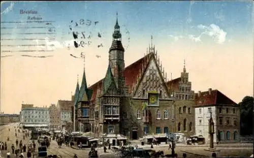 Ak Wrocław Breslau Schlesien, Rathaus