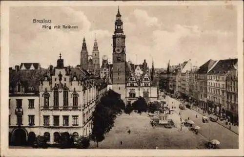 Ak Wrocław Breslau Schlesien, Ring, Rathaus