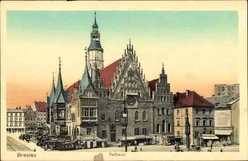 Ak Wrocław Breslau in Schlesien, Rathaus