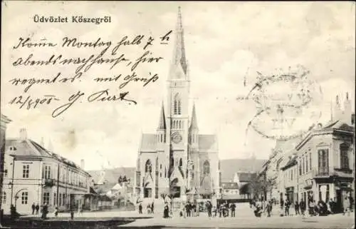 Ak Kőszeg Ungarn, Kirche, Platz