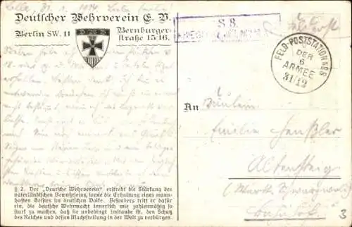 Künstler Ak Wilke, K. A., Der Trompeter an der Katzbach von Julius Mosen, Gedicht, Dt. Wehrverein