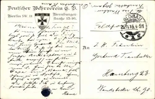 Künstler Ak Wilke, K. A., Der Trompeter an der Katzbach von Julius Mosen, Gedicht, Dt. Wehrverein