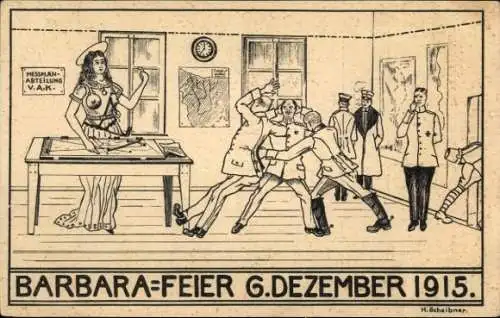 Künstler Ak Scheibner, Barbara-Feier 1915, Schutzpatronin der Artillerie