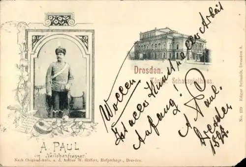 Ak Schauspieler A. Paul, Veilchenfresser, Dresden, Schauspielhaus, Autogramm