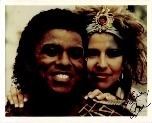 Foto Schauspielerin Pia Zadora, Sänger Jermaine Jackson, Autogramm