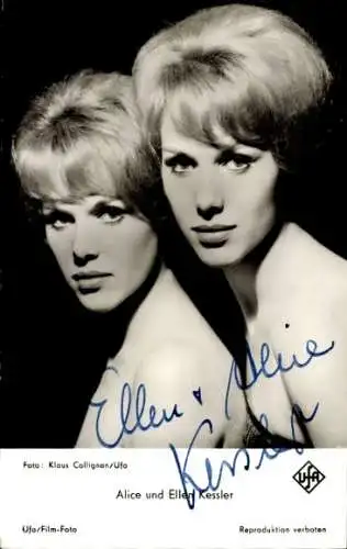 Ak Musikgruppe Kessler-Zwillinge, Alice und Ellen Kessler, Portrait, Autogramm