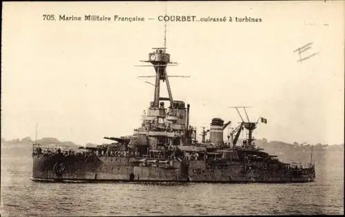 Ak Französisches Kriegsschiff Courbet