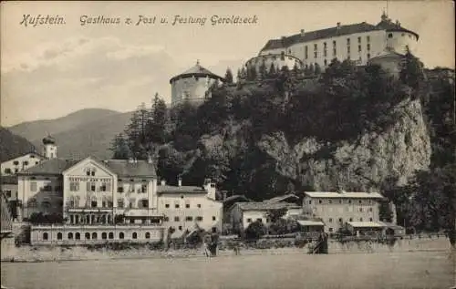 Ak Kufstein in Tirol, Gasthaus zur Post, Festung Geroldseck