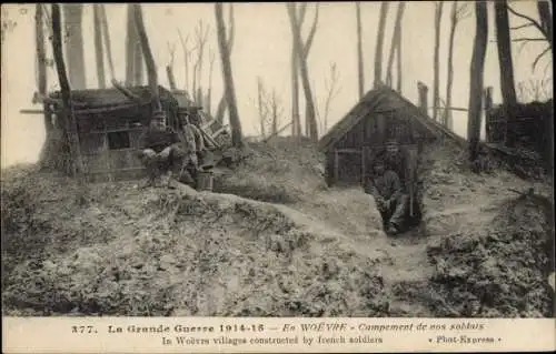 Ak En Woëvre Meuse, Lager unserer Soldaten, I WK