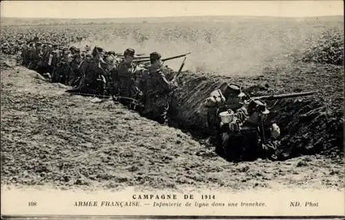 Ak Armee Francaise, Linieninfanterie im Schützengraben, I WK