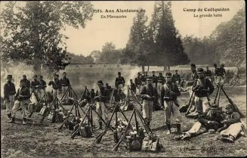 Ak Camp de Coëtquidan Morbihan, Der große Stopp, im Manöver