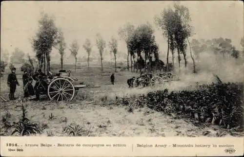 Ak Armee Belge, Feldbatterie im Einsatz, I WK