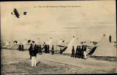 Ak Eine Ecke von Camp, Durchgang eines Flugzeugs