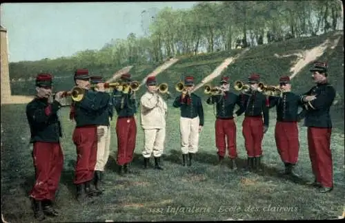 AK-Infanterie, Signalhornschule, französische Soldaten, Trompeter