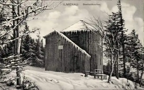 Ak Ilmenau in Thüringen, Goethehäuschen auf dem Kickelhahn, Winter