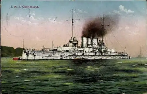 Ak Deutsches Kriegsschiff, SMS Ostfriesland, Kaiserliche Marine