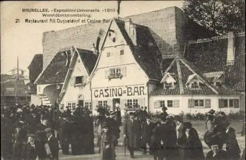 Ak Bruxelles Brüssel, Exposition Universelle 1910, Restaurant Alt Düsseldorf et Casino Bar