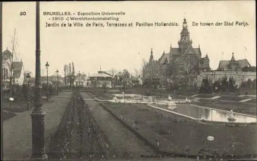 Ak Bruxelles Brüssel, Exposition Universelle 1910, Jardin de la Ville de Paris, Pavillon Hollandais