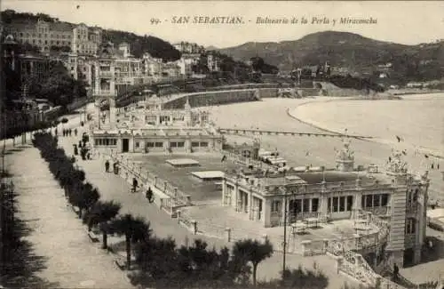 Ak Donostia San Sebastián Baskenland, Balneario de la Perla und Miraconcha