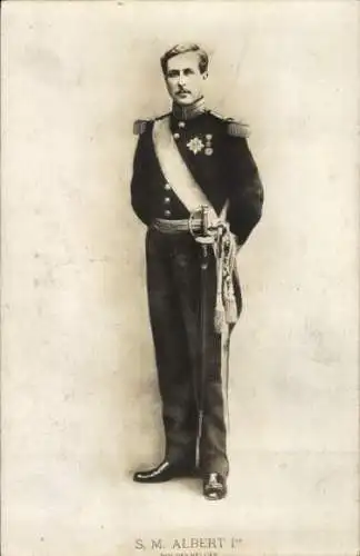 Ak König Albert I von Belgien, Portrait in Uniform