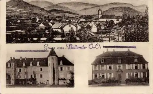 Ak Bollwiller Bollweiler Elsass Haut Rhin, Gesamtansicht, Schloss