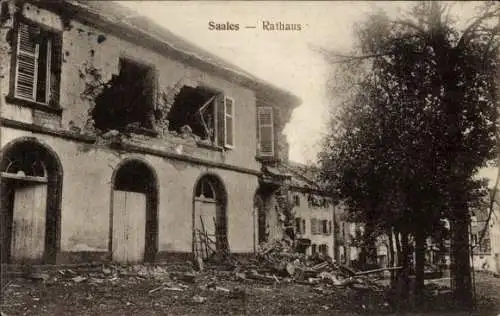 Ak Saales Saal Elsass Bas Rhin, Rathaus, Ruinen