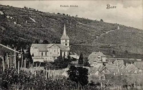 Ak Barr Elsass Bas Rhin, Teilansicht, Protestantische Kirche